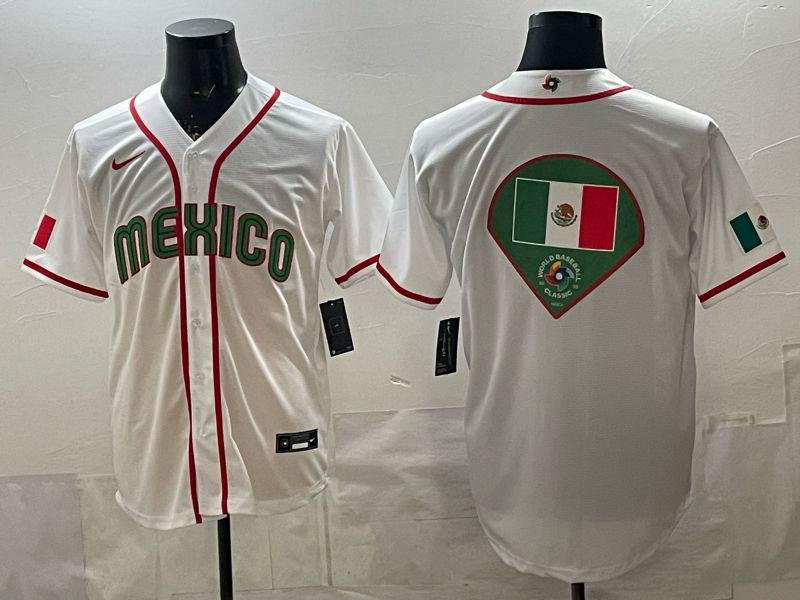 Men 2026 World Cub Mexico Blank White Game Nike MLB Jersey style 0011